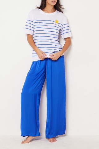 T-shirt de pyjama Gwenn - Blanc et bleu