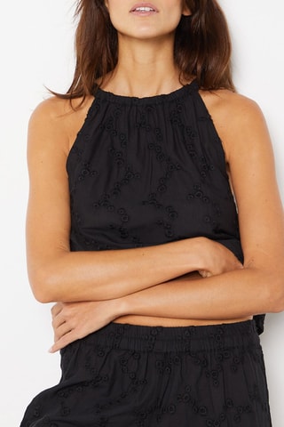 Top de pyjama en broderie anglaise Destiny - Noir