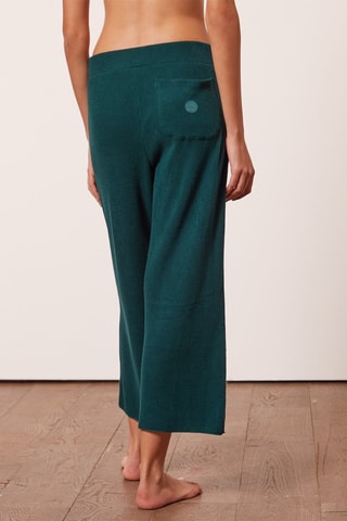 Pantalon de pyjama 7/8 en velours taille haute Amythis - Vert foncé