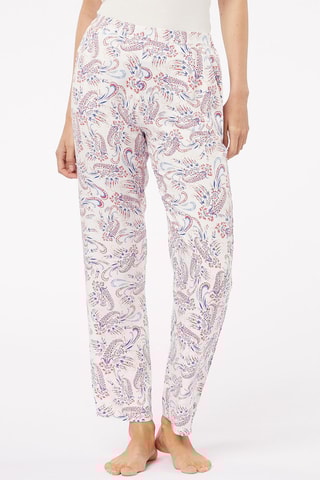 Pantalon de pyjama taille haute Solis - Ecru et corail