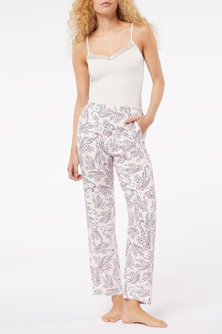 Pantalon de pyjama taille haute Solis - Ecru et corail
