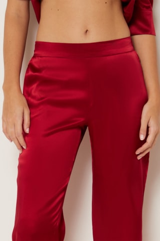 Pantalon de pyjama en soie Pearly - Rouge