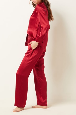 Pantalon de pyjama en soie Pearly - Rouge