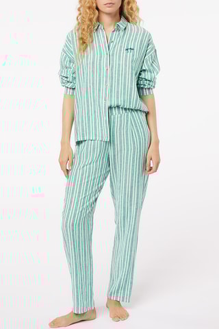 Pantalon de pyjama en lin taille haute Anis - Vert