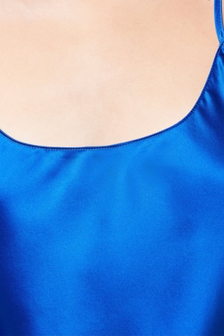 Caraco de pyjama en soie Pearly - Bleu roi