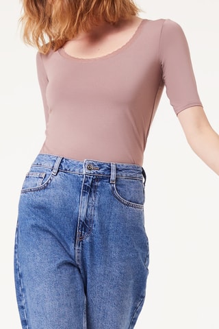 T-shirt Warm me up lace Taupe