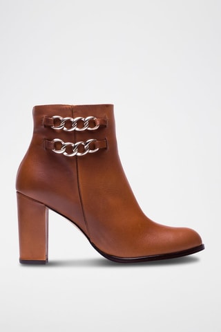 Leren Enkellaarzen Camel