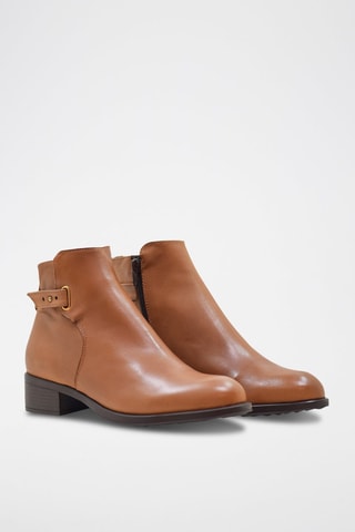 Leren Enkellaarzen Camel