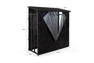 Abrigo para lenha com tampa de proteção com fecho zip - 190 x 70 x 185 cm