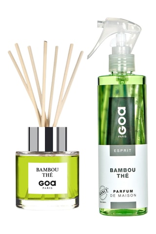 Bouquet parfumé Goatier - Bambou thé - 200 ml et Vaporisateur d'ambiance - Bambou thé - 250 ml - coloris tiges aléatoire