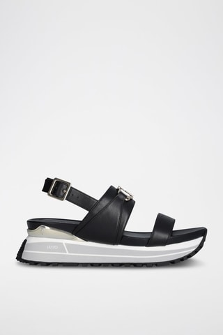 Sandales compensées en cuir Maxi Wonder - Noir