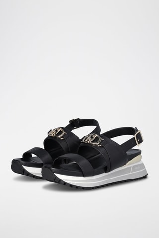 Sandales compensées en cuir Maxi Wonder - Noir
