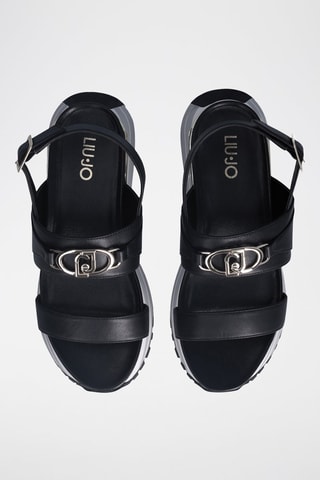 Sandales compensées en cuir Maxi Wonder - Noir