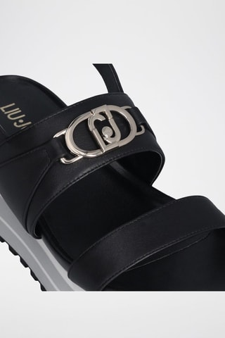 Sandales compensées en cuir Maxi Wonder - Noir