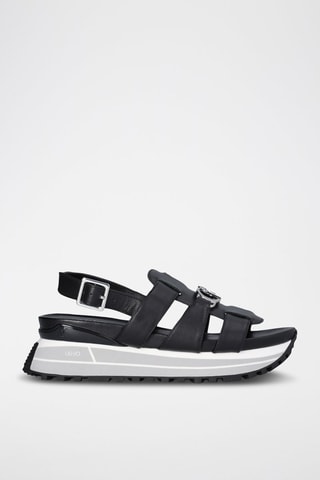 Sandales compensées en cuir Maxi Wonder - Noir