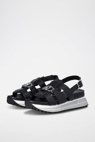 Sandales compensées en cuir Maxi Wonder - Noir