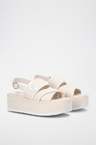 Sandales plateformes en cuir de veau Aba - Ecru