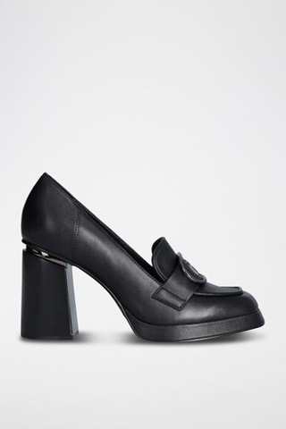Mocassins à talons en cuir Nana - Noir