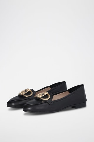 Mocassins en cuir de mouton Emel - Noir et doré