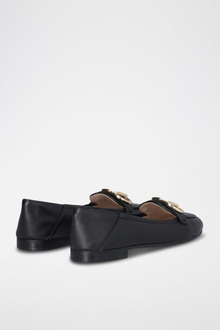 Mocassins en cuir de mouton Emel - Noir et doré