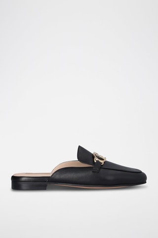 Mules en cuir de mouton Emel - Noir et doré