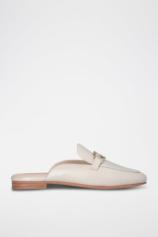 Mules en cuir de mouton Emel - Gris et doré