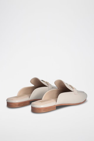 Mules en cuir de mouton Emel - Gris et doré