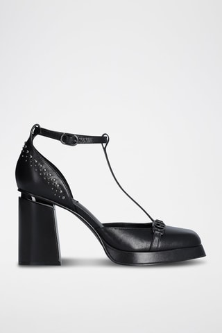 Salomés à talons en cuir Nana - Noir