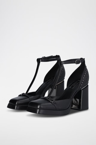 Salomés à talons en cuir Nana - Noir