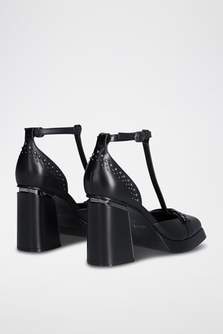 Salomés à talons en cuir Nana - Noir