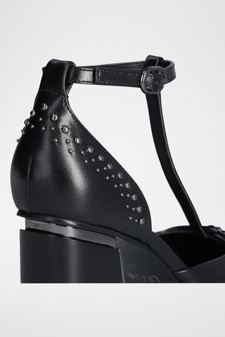 Salomés à talons en cuir Nana - Noir