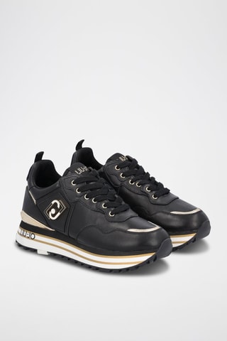 Sneakers plateformes en cuir Maxi Wonder - Noir