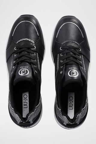 Sneakers compensées en cuir de taureau Alyssa - Noir