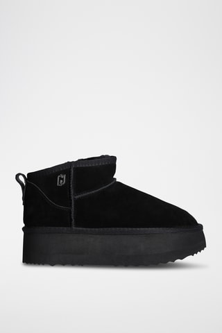 Bottines fourrées en cuir - Noir