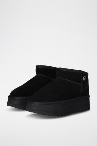 Bottines fourrées en cuir - Noir