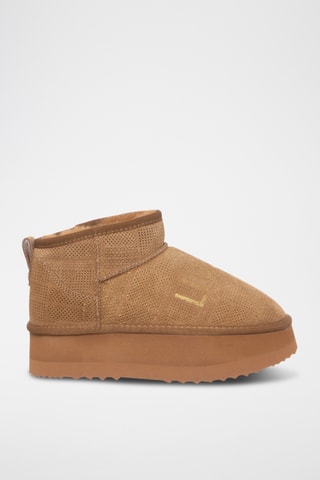 Bottines fourrées en cuir - Beige
