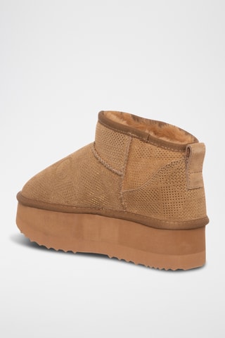 Bottines fourrées en cuir - Beige