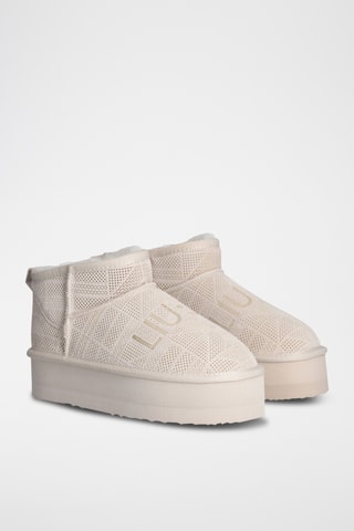 Bottines fourrées en cuir - Beige