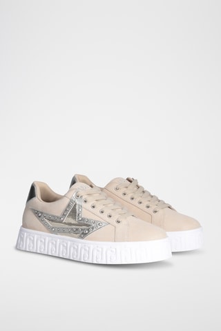 Baskets plateformes en cuir - Beige
