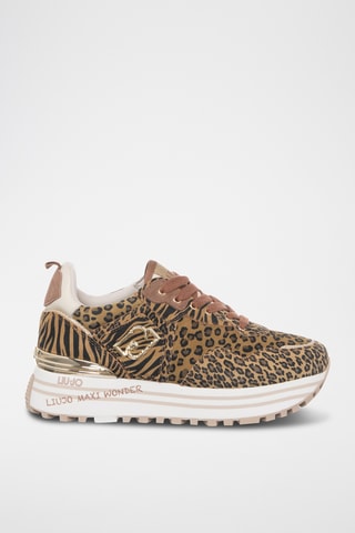 Sneakers plateformes en cuir - Marron
