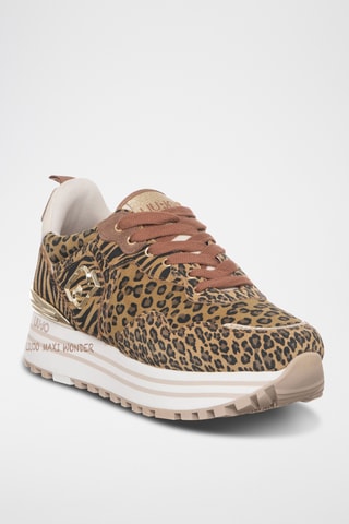 Sneakers plateformes en cuir - Marron