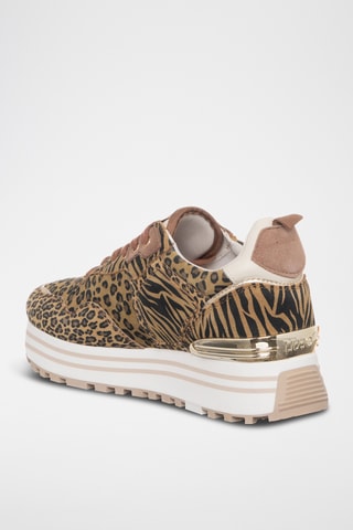 Sneakers plateformes en cuir - Marron