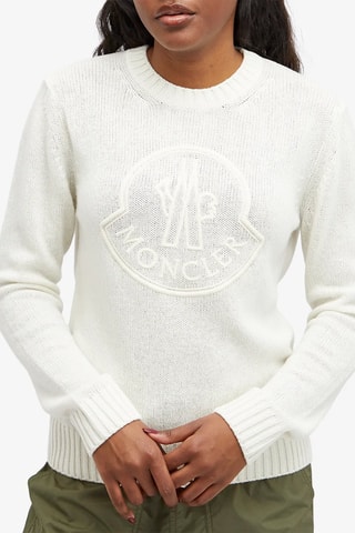 Sweat en laine vierge et cachemire Logo - Blanc