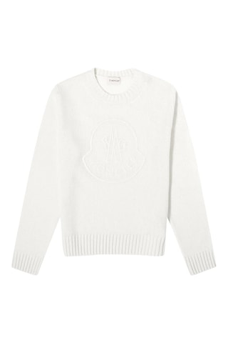 Sweat en laine vierge et cachemire Logo - Blanc
