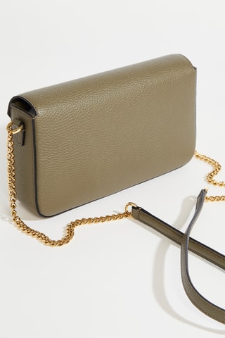 Sac bandoulière en cuir Lettrines M - Kaki