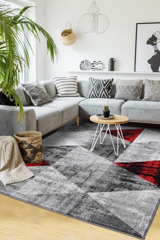 Vloerkleed Fise - Rood en Grijs