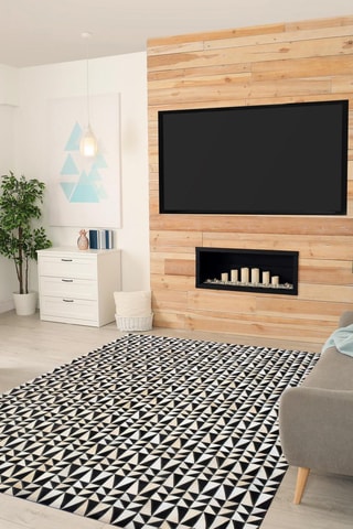 Leren Vloerkleed Gisu - Zwart