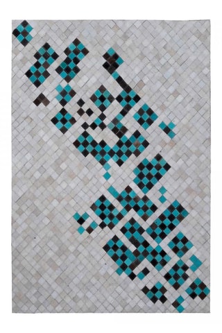 Leren Vloerkleed Kilim - Blauw