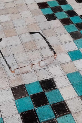 Leren Vloerkleed Kilim - Blauw