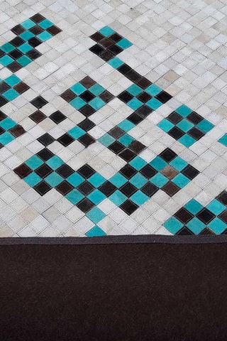 Leren Vloerkleed Kilim - Blauw